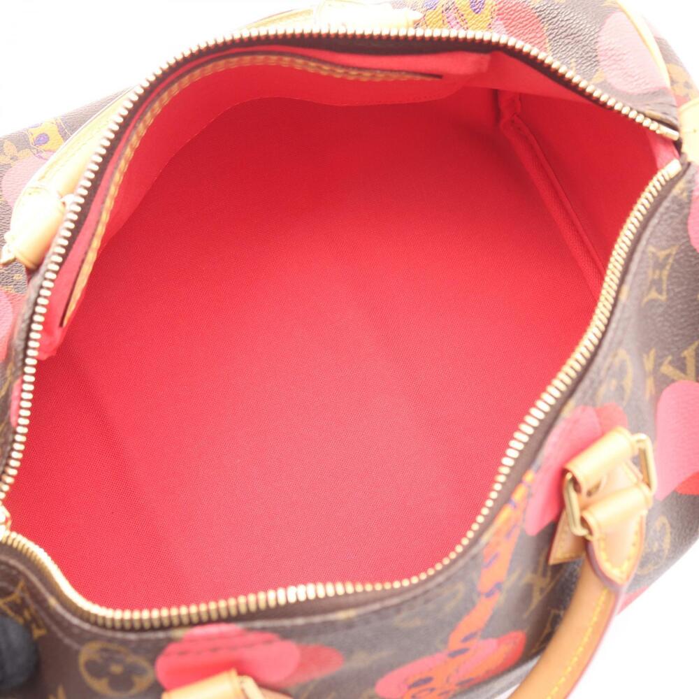 Louis Vuitton Speedy Handbag Canvas Leather Monogram Ramage Brown Red Orange - Picture 2 of 8